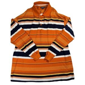 Koman Jeans Knitted Polo Shirt Men's Size 2XL Striped Long Sleeve Point Collar